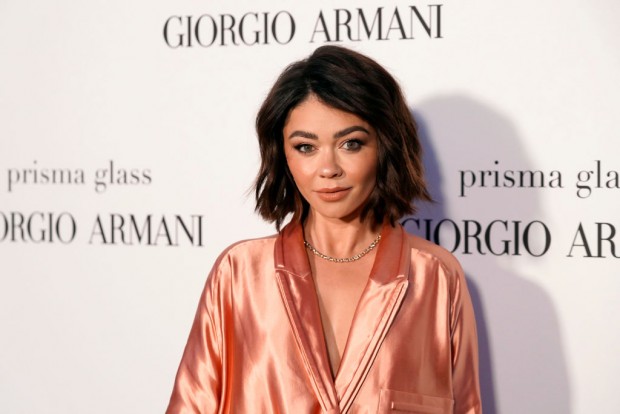 BEVERLY HILLS, CALIFORNIA - MARCH 22: Sarah Hyland attends Armani Beauty Celebrates the Launch of Prisma Glass Lip Gloss on March 22, 2024 in Beverly Hills, California.