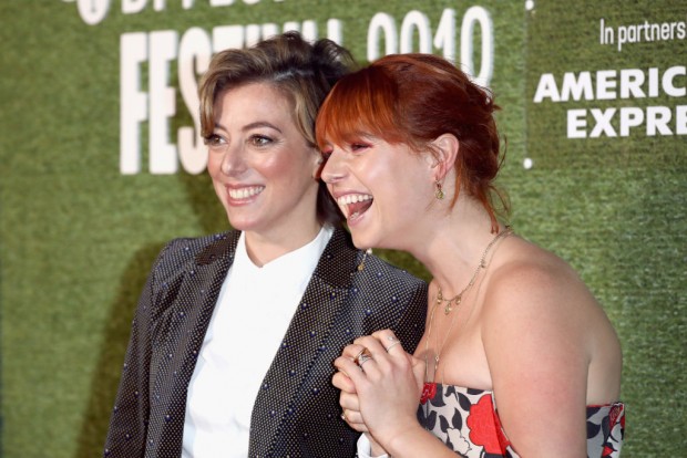 LONDON, ENGLAND - OCTOBER 15:Nicole Taylor and Jessie Buckley attend the European Premiere 