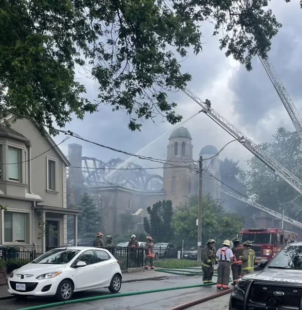 The fire at St. Anne's Anglican Church on June 9, 2024.